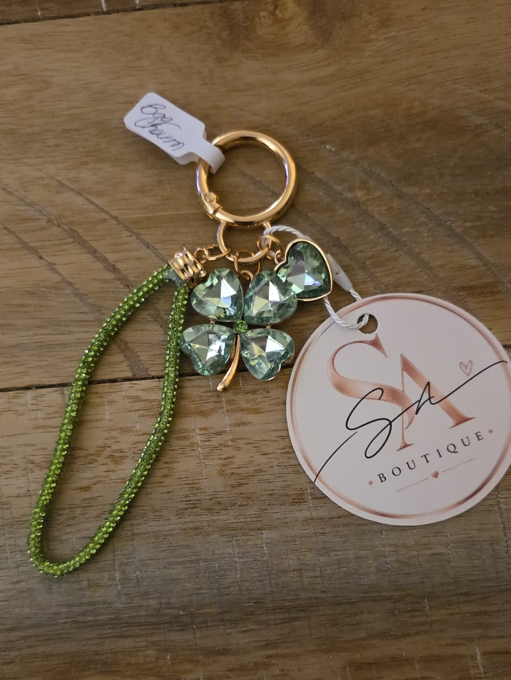 Handmade Crystal Clover ☘️ Bag Charm & Wristlet